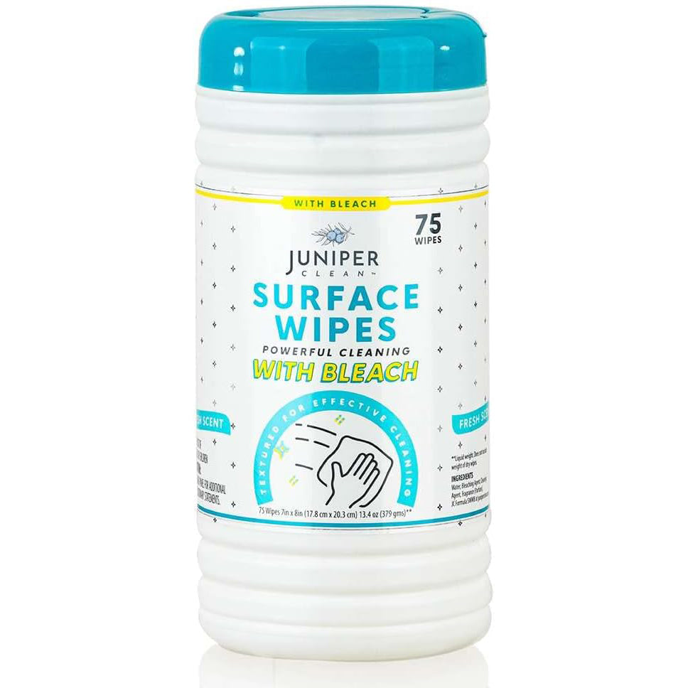 Juniper Clean™ Surface Cleaning Wipes with Bleach • 75 Count • (6 Pack