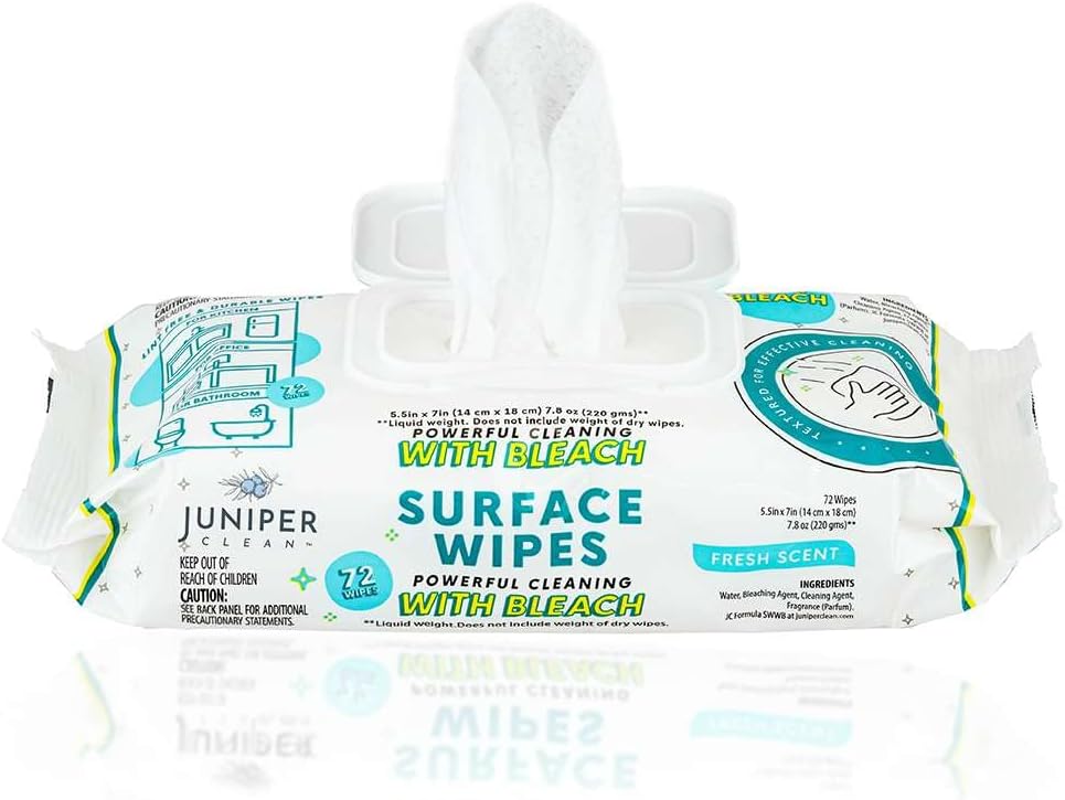 Juniper Clean™ Surface Cleaning Wipes with Bleach • 72 Count